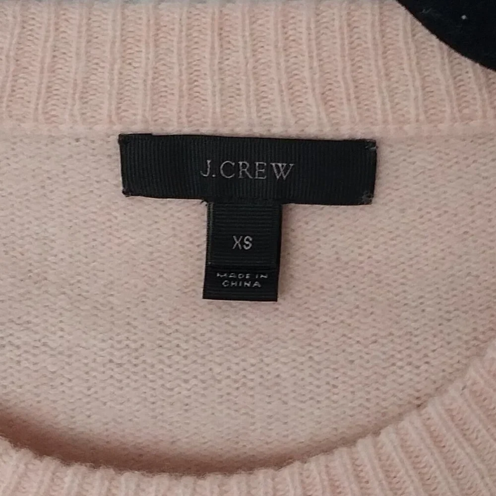 J. Crew Pink 100% Merino Wool Ruffle Long Sleeve Crew Neck Sweater NWOT